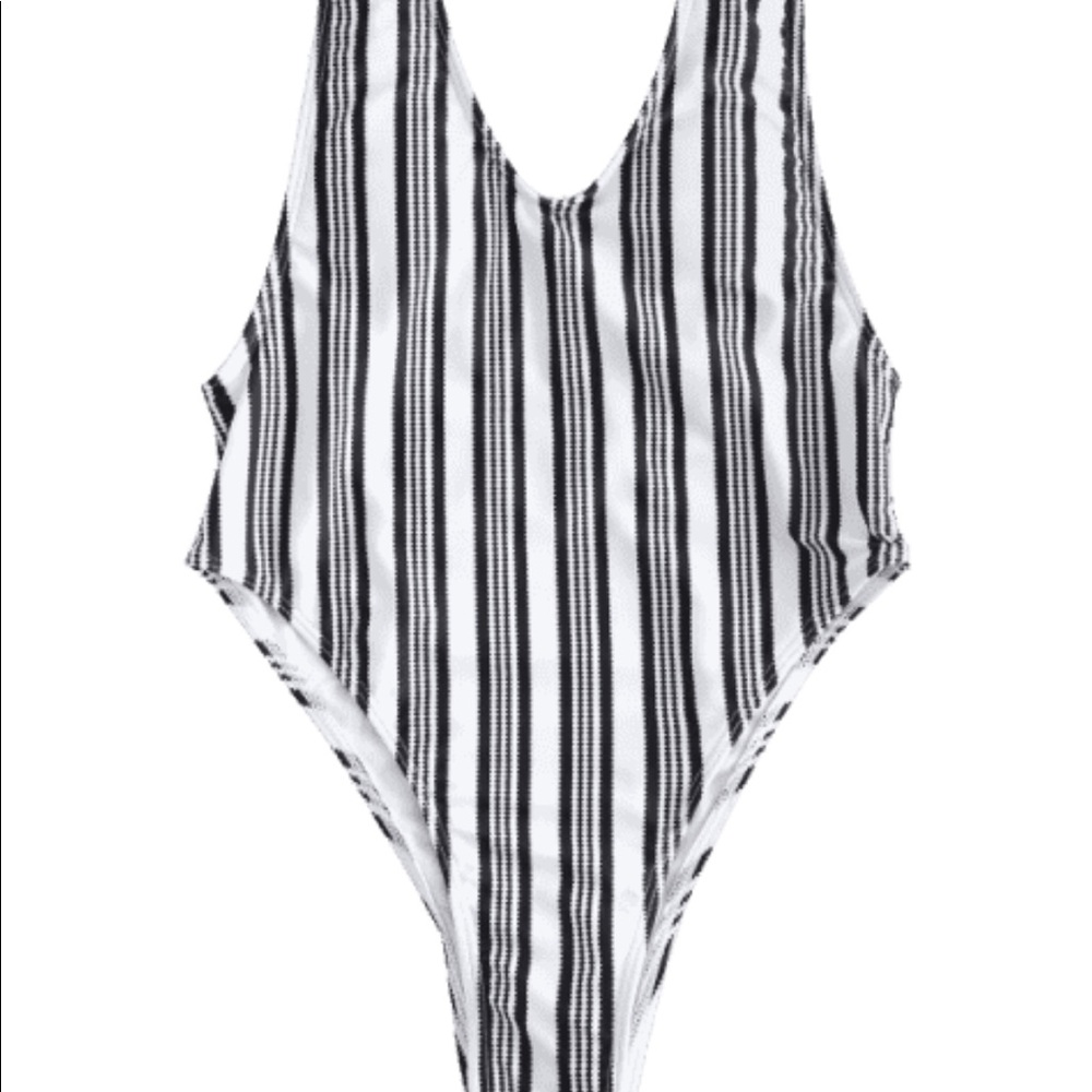 Black and white stripped swimsuit